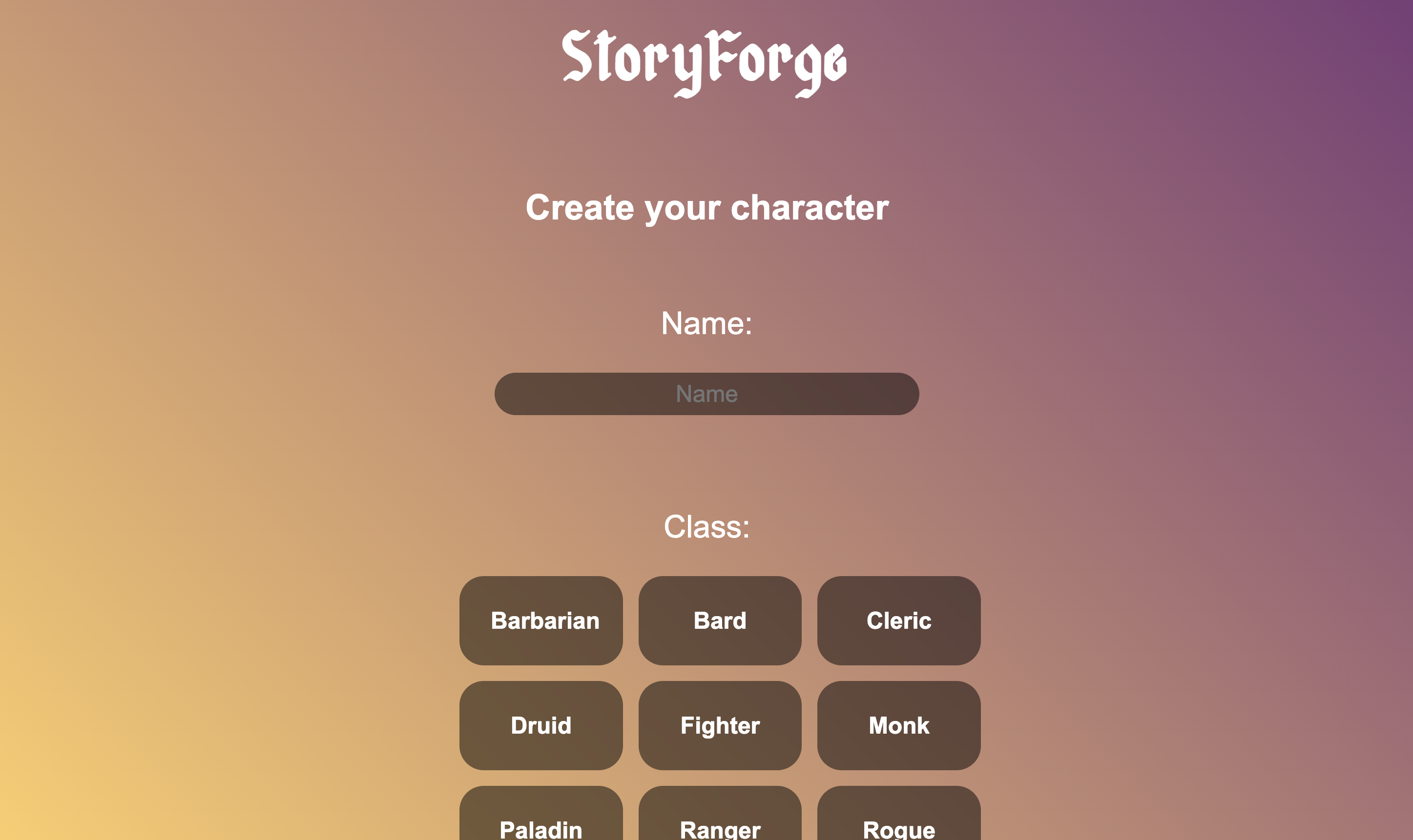 StoryForge character creation